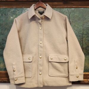 NWT J. Crew Boucle Shirt Jacket Sand  Size S Boxy Oversisized Business Casual